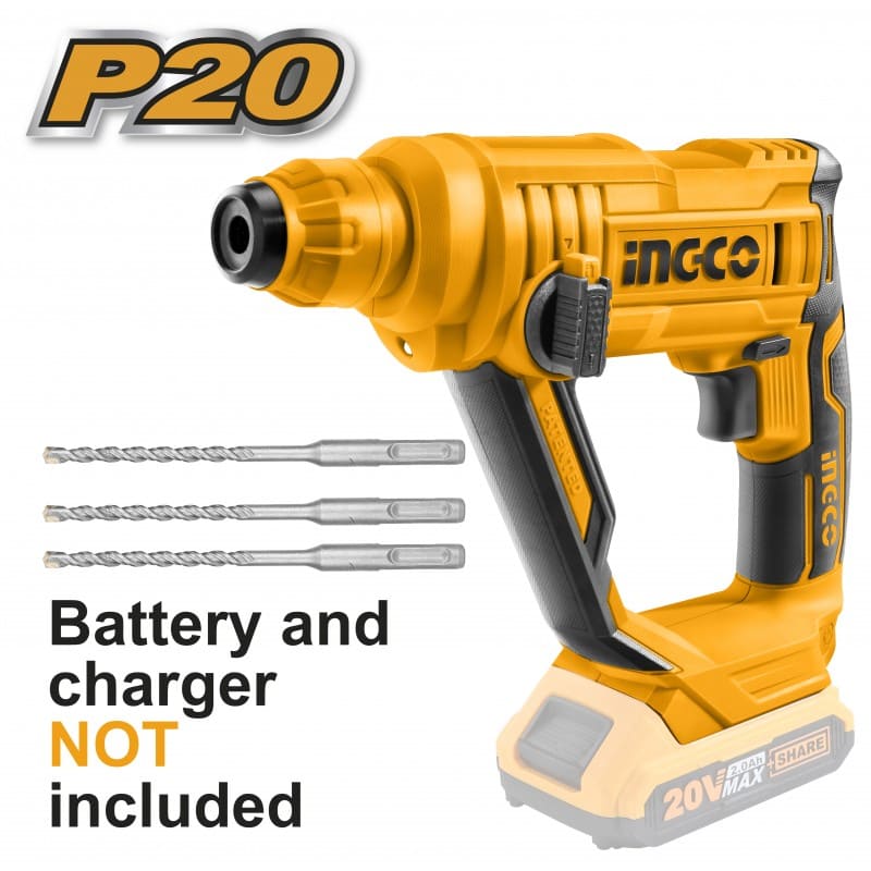 Martello Demolitore Batt. Litio 20V NUDO + 3 Punte SDS