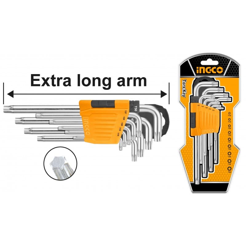 Set 9 Chiavi Torx con Foro Extra Lunghe
